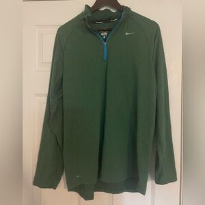 Men’s Large Nike Green Dri-FIT Quarter-Zip with Blue Zipper